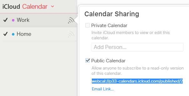 iCloud calendar share link